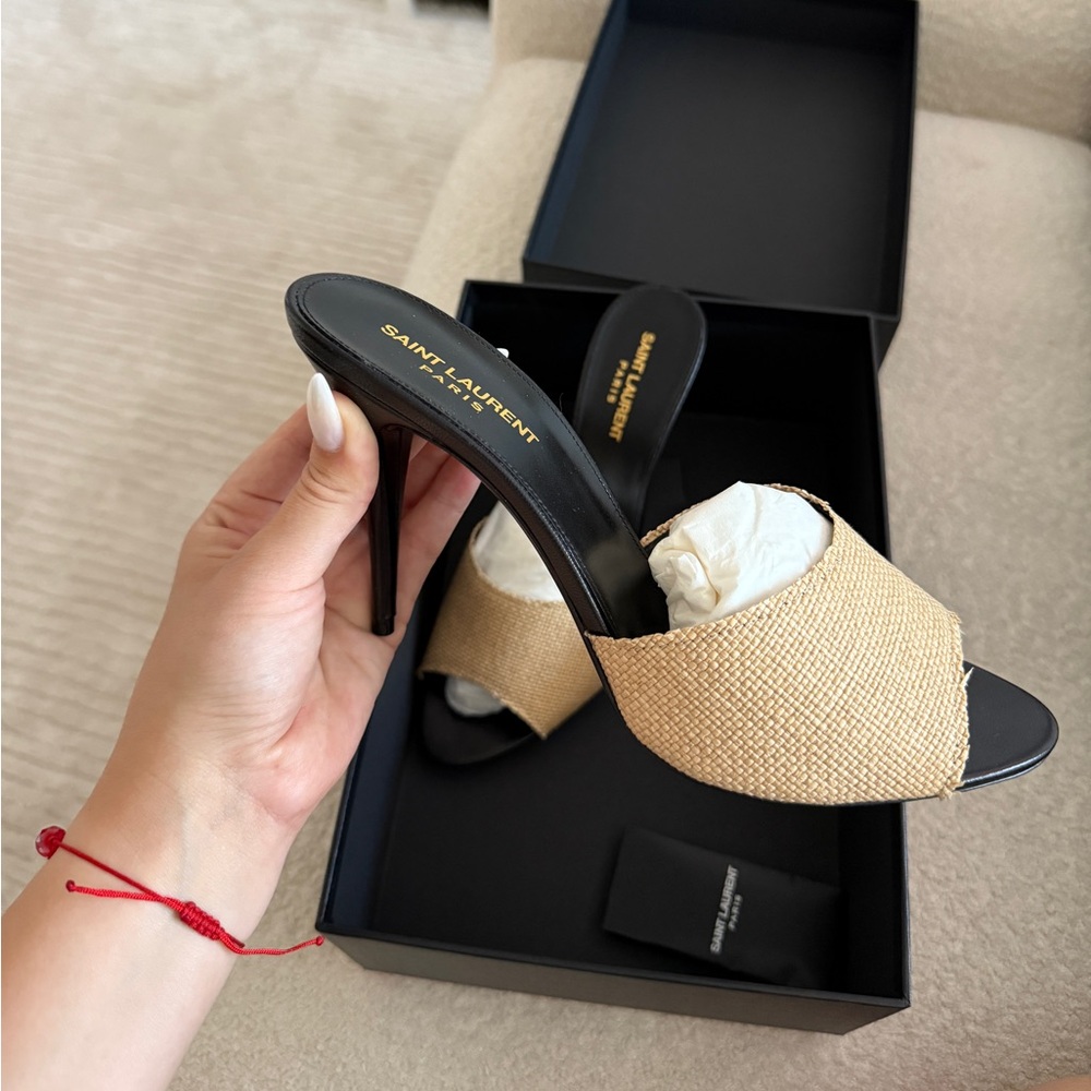 Saint Laurent Raffia Mule Heels – NEW w/ Box , Size 40,5 EU (run small)